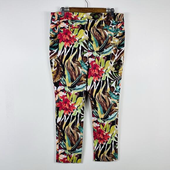 Chico's Pants XL 3 16 Ankle Floral Print Pull On Tropical - Picture 2 of 4